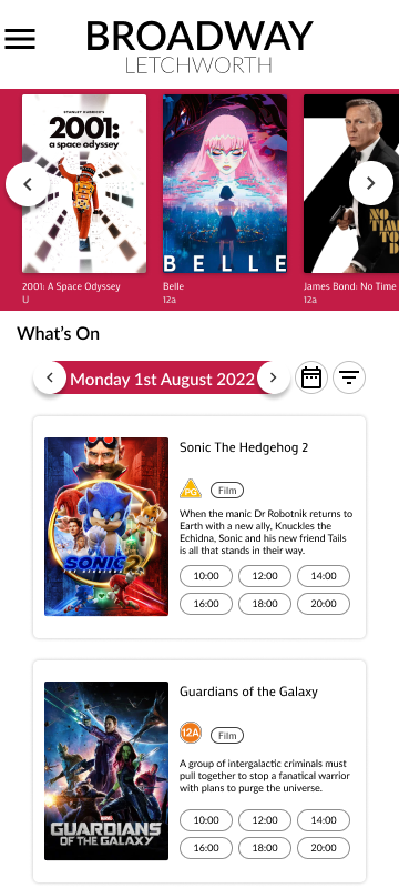 A redesign of the old broadway cinema mobile website
